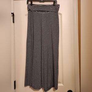 Navy and white striped maxi skirt